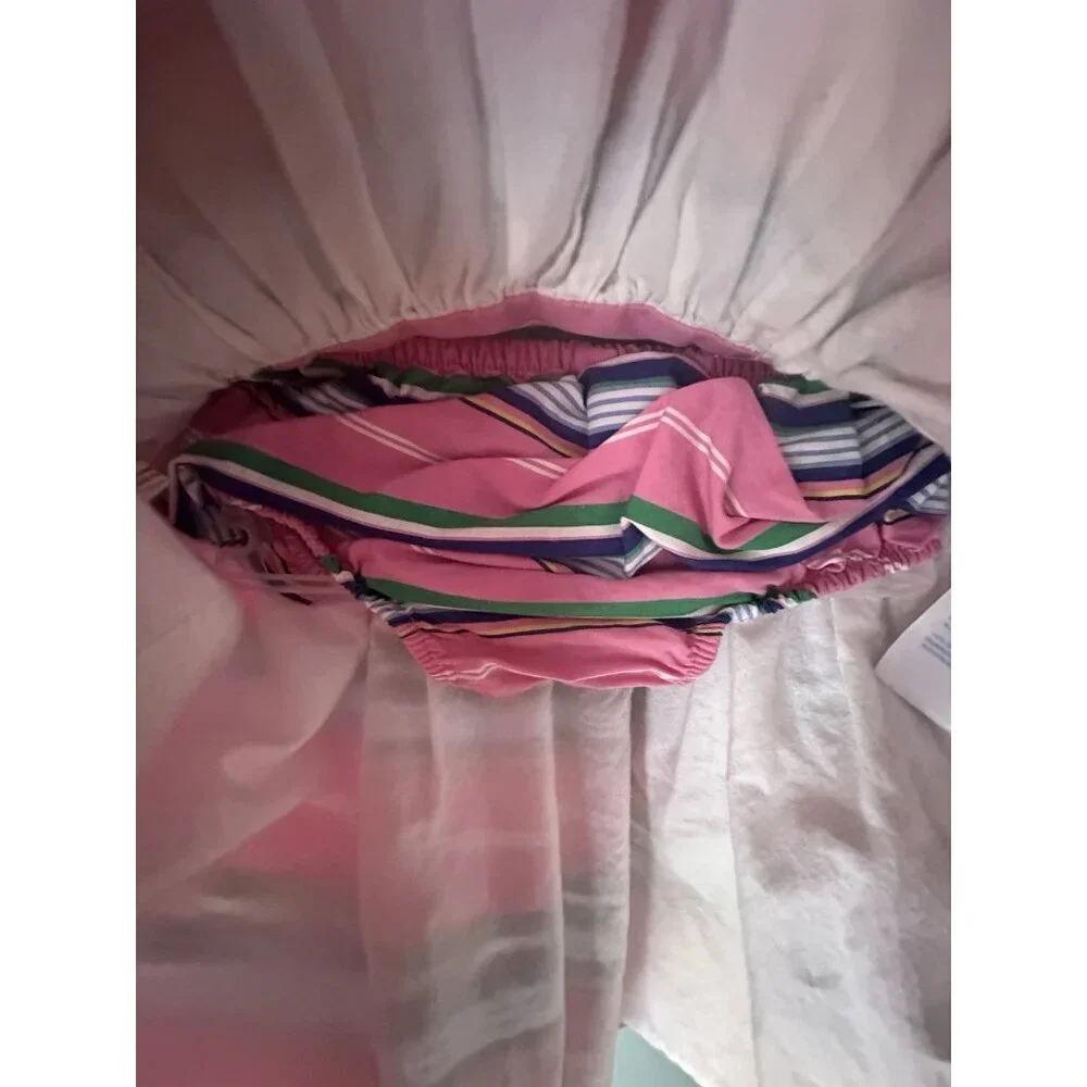 Ralph Lauren Baby Girls Striped Cotton Dress Pink Multi Sz 12‎ Months Preppy